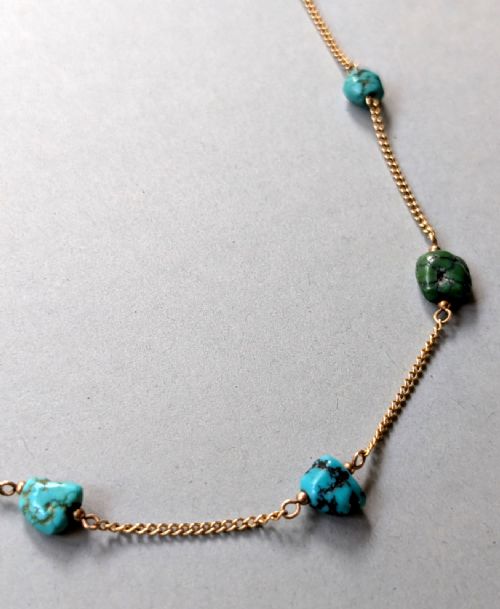 VICTORIAN 9CT GOLD TURQUOISE NECKLACE - ADDITIONAL PHOTO 2