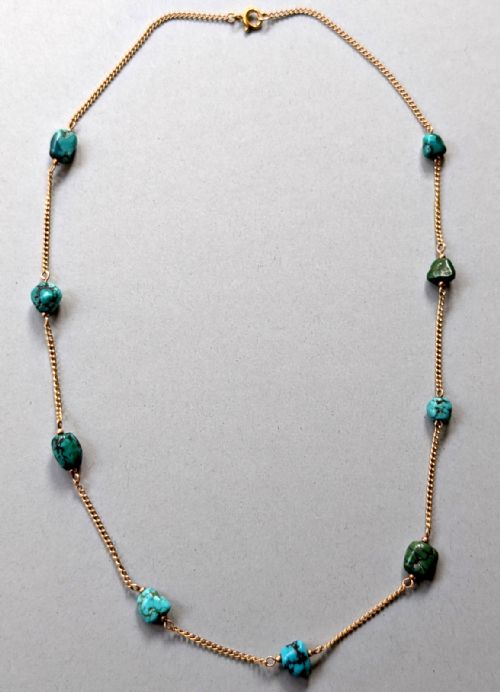 VICTORIAN 9CT GOLD TURQUOISE NECKLACE - ADDITIONAL PHOTO 3