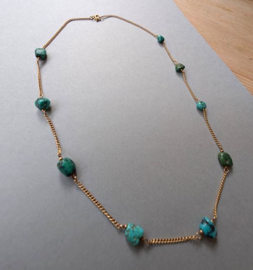 VICTORIAN 9CT GOLD TURQUOISE NECKLACE - ADDITIONAL PHOTO 4