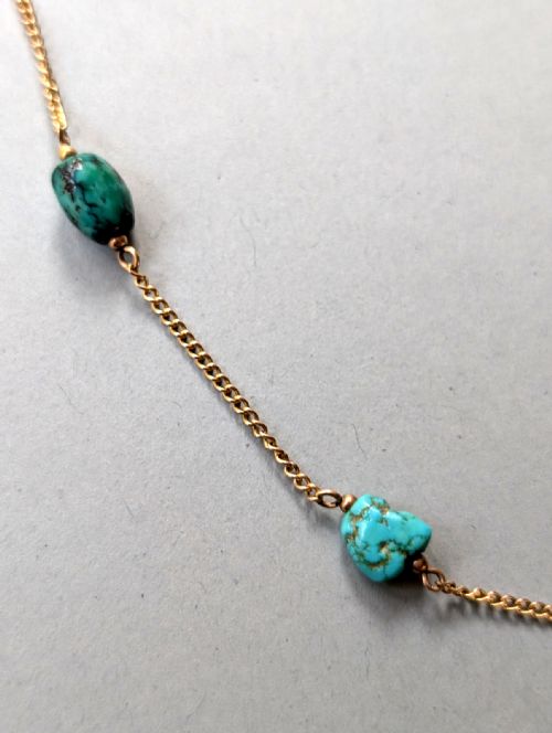 VICTORIAN 9CT GOLD TURQUOISE NECKLACE - ADDITIONAL PHOTO 6