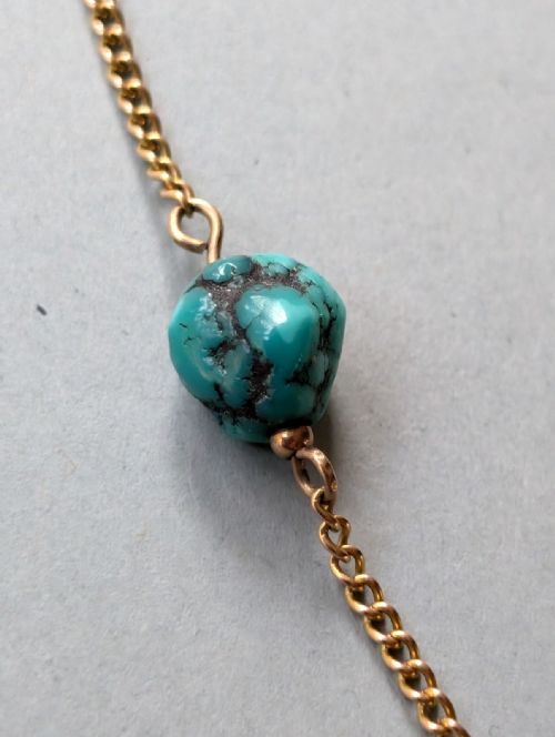 VICTORIAN 9CT GOLD TURQUOISE NECKLACE - ADDITIONAL PHOTO 7