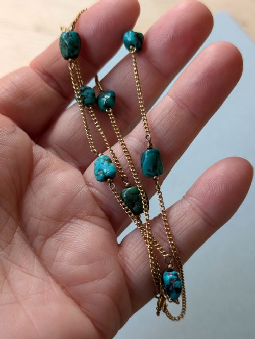 VICTORIAN 9CT GOLD TURQUOISE NECKLACE - ADDITIONAL PHOTO 8