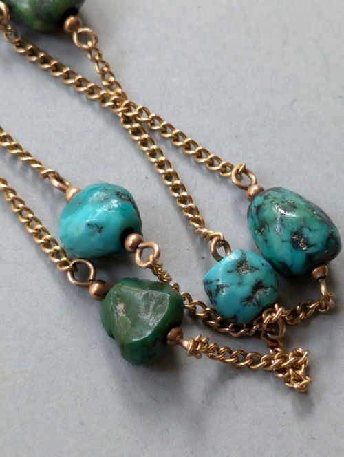 VICTORIAN 9CT GOLD TURQUOISE NECKLACE - ADDITIONAL PHOTO 9