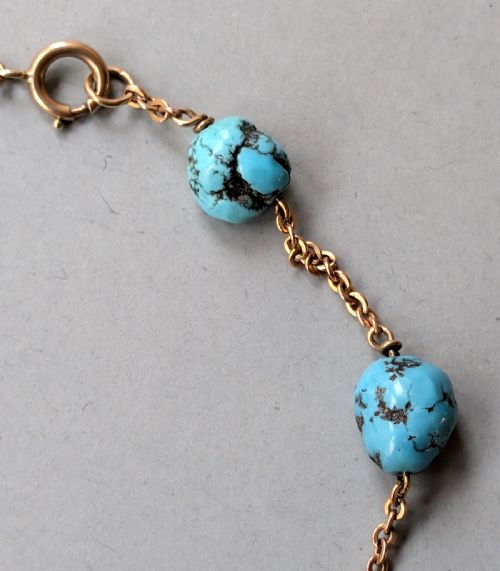VICTORIAN 9CT GOLD TURQUOISE BRACELET - ADDITIONAL PHOTO 3
