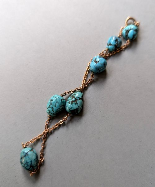 VICTORIAN 9CT GOLD TURQUOISE BRACELET - ADDITIONAL PHOTO 6