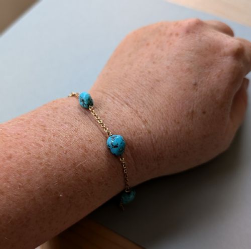 VICTORIAN 9CT GOLD TURQUOISE BRACELET - ADDITIONAL PHOTO 7