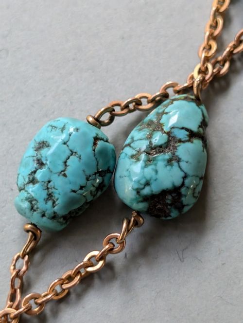VICTORIAN 9CT GOLD TURQUOISE BRACELET - ADDITIONAL PHOTO 8