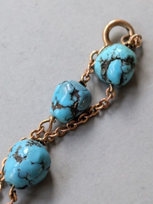 VICTORIAN 9CT GOLD TURQUOISE BRACELET - ADDITIONAL PHOTO 9