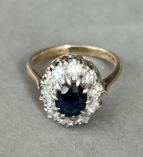 fig 1. Art Deco 18ct gold sapphire diamond engagement ring 'Lady Diana' Style