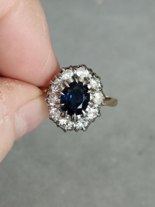 fig 2. Art Deco 18ct gold sapphire diamond engagement ring 'Lady Diana' Style