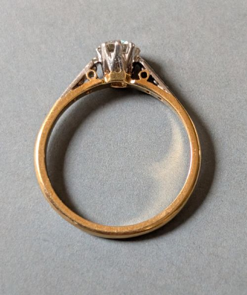 ART DECO 18CT GOLD PLATINUM DIAMOND SOLITAIRE ENGAGEMENT RING 025CT - ADDITIONAL PHOTO 5