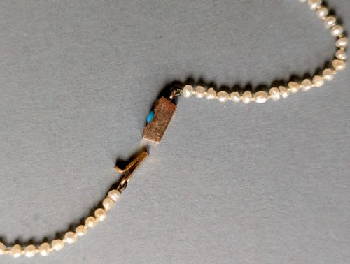 VICTORIAN 18CT GOLD PEARL WHITE SAPPHIRE AND TURQUOISE NECKLACE - ADDITIONAL PHOTO 10