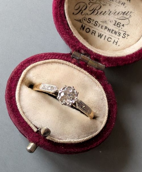ART DECO 18CT GOLD PLATINUM DIAMOND SOLITAIRE ENGAGEMENT RING - ADDITIONAL PHOTO 7