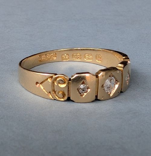 VICTORIAN 18CT GOLD DIAMOND GYPSY RING C1881 - ADDITIONAL PHOTO 1