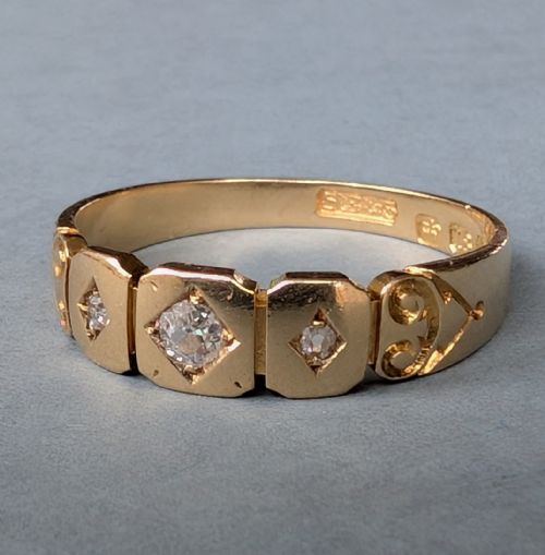 VICTORIAN 18CT GOLD DIAMOND GYPSY RING C1881 - ADDITIONAL PHOTO 2