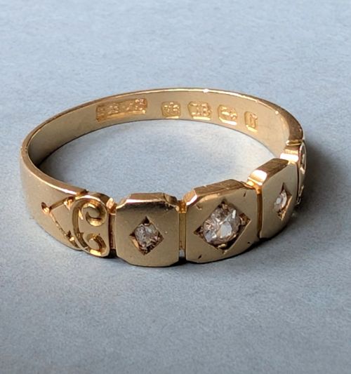 VICTORIAN 18CT GOLD DIAMOND GYPSY RING C1881 - ADDITIONAL PHOTO 3