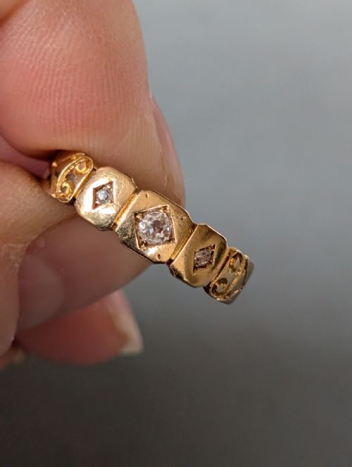 VICTORIAN 18CT GOLD DIAMOND GYPSY RING C1881 - ADDITIONAL PHOTO 4