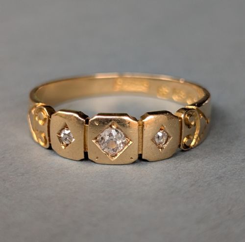 VICTORIAN 18CT GOLD DIAMOND GYPSY RING C1881 - ADDITIONAL PHOTO 8