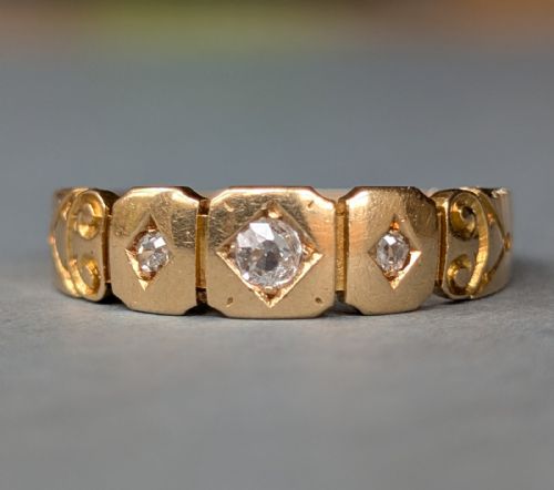 VICTORIAN 18CT GOLD DIAMOND GYPSY RING C1881 - ADDITIONAL PHOTO 9