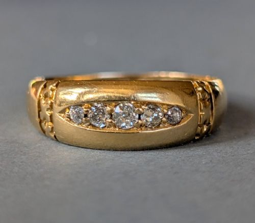 victorian 18ct gold diamond gypsy ring c1892 - CATEGORY: ANTIQUE JEWELLERY - DATED VICTORIAN