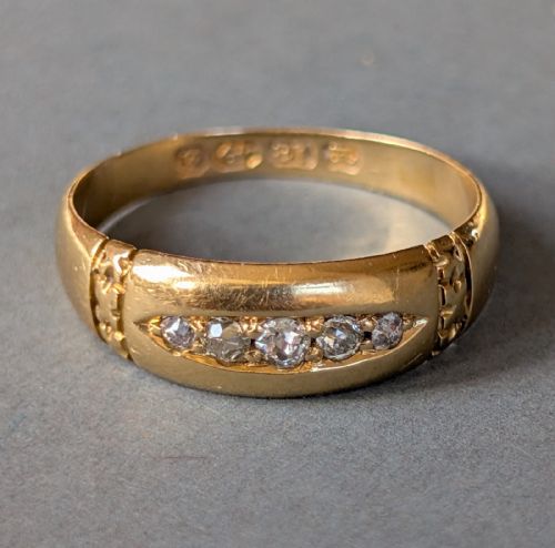 VICTORIAN 18CT GOLD DIAMOND GYPSY RING C1892 - ADDITIONAL PHOTO 2