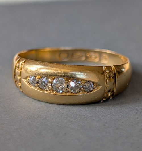 VICTORIAN 18CT GOLD DIAMOND GYPSY RING C1892 - ADDITIONAL PHOTO 3
