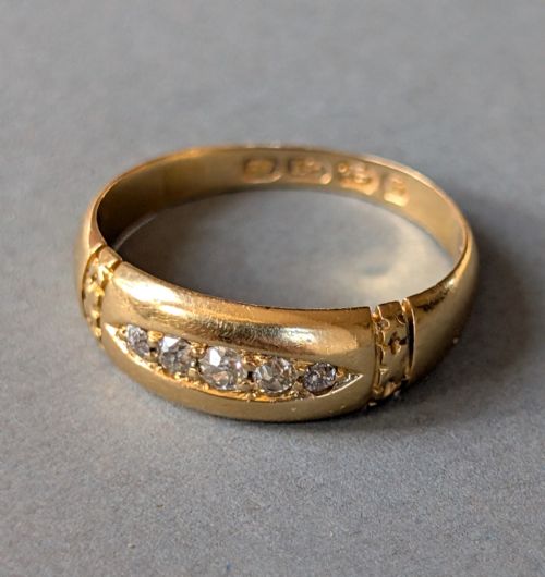 VICTORIAN 18CT GOLD DIAMOND GYPSY RING C1892 - ADDITIONAL PHOTO 4