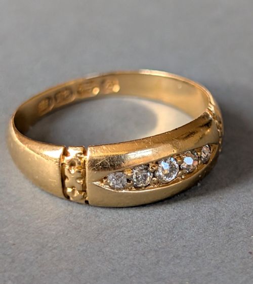VICTORIAN 18CT GOLD DIAMOND GYPSY RING C1892 - ADDITIONAL PHOTO 5