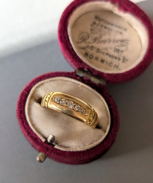 VICTORIAN 18CT GOLD DIAMOND GYPSY RING C1892 - ADDITIONAL PHOTO 7