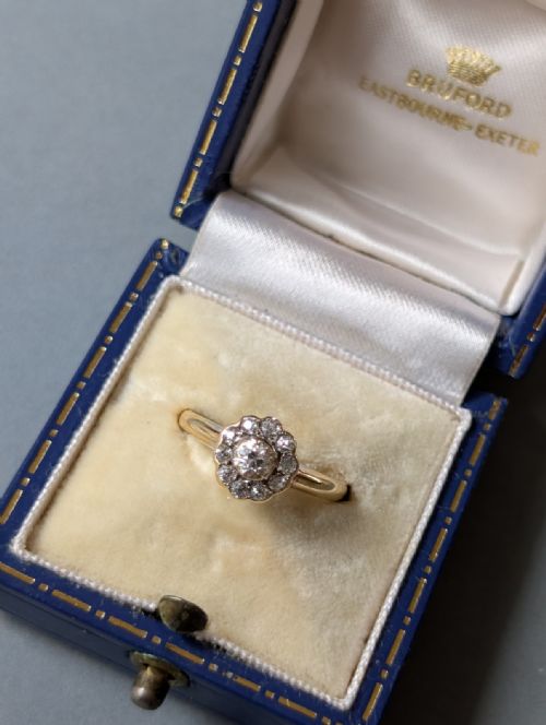 VICTORIAN 18CT GOLD DAISY DIAMOND CLUSTER RING 045CT - ADDITIONAL PHOTO 7