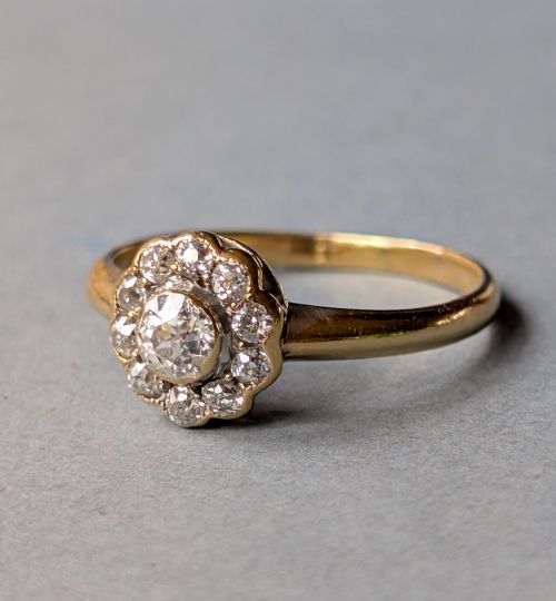 VICTORIAN 18CT GOLD DAISY DIAMOND CLUSTER RING 045CT - ADDITIONAL PHOTO 8