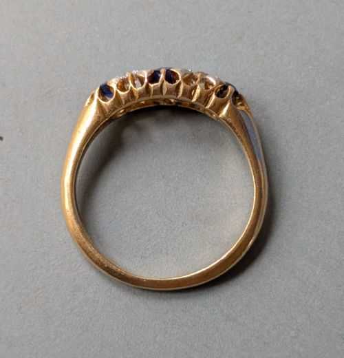 ANTIQUE 18CT GOLD SAPPHIRE DIAMOND RING - ADDITIONAL PHOTO 5