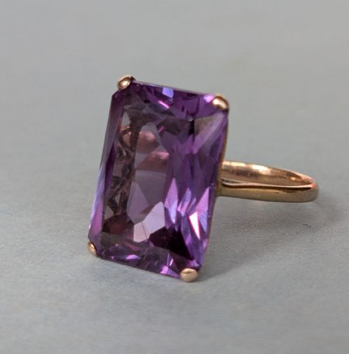 ANTIQUE 9CT ROSE GOLD SYNTHETIC COLOUR CHANGE SAPPHIRE RING - ADDITIONAL PHOTO 5