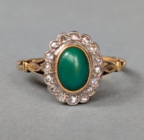 ANTIQUE 18CT GOLD TURQUOISE DIAMOND RING - ADDITIONAL PHOTO 2