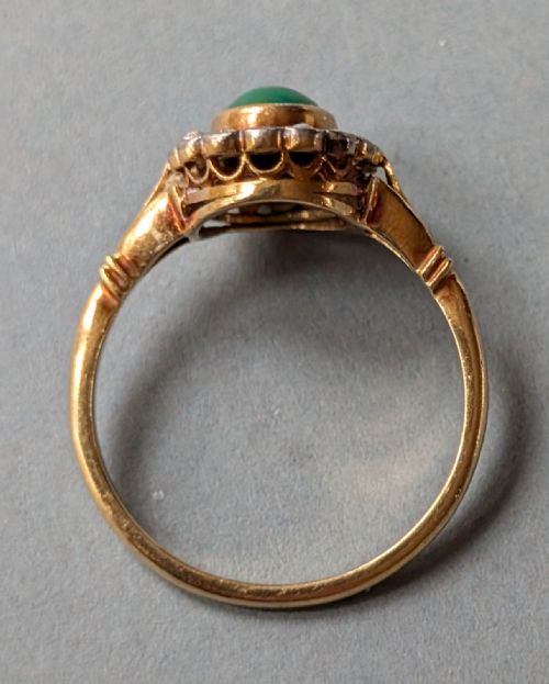 ANTIQUE 18CT GOLD TURQUOISE DIAMOND RING - ADDITIONAL PHOTO 3