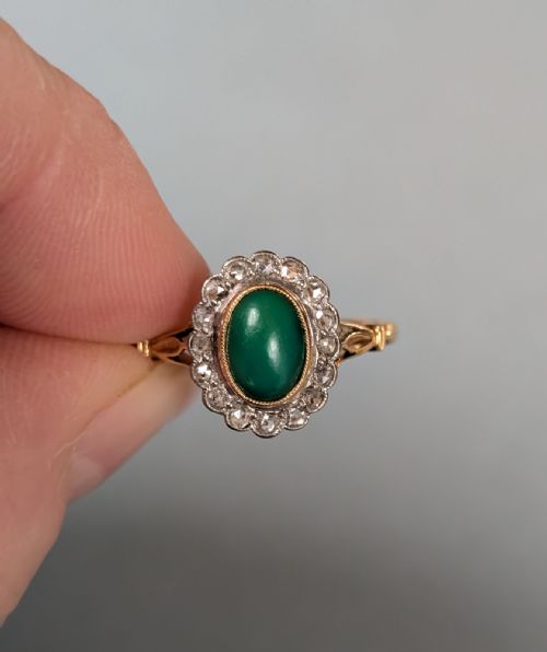 ANTIQUE 18CT GOLD TURQUOISE DIAMOND RING - ADDITIONAL PHOTO 5