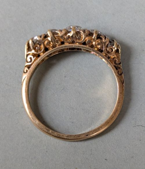 SUPERB VICTORIAN 18CT GOLD DIAMOND FIVE STONE RING - ADDITIONAL PHOTO 3