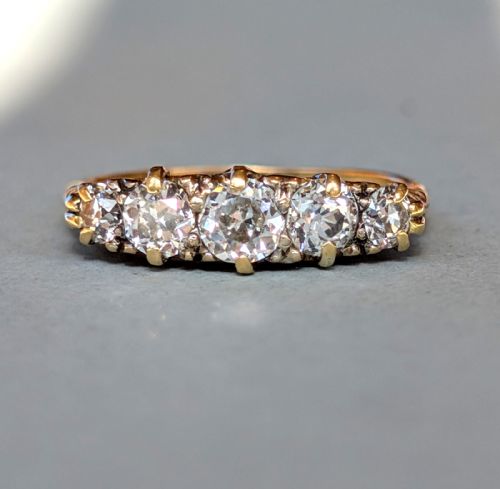 SUPERB VICTORIAN 18CT GOLD DIAMOND FIVE STONE RING - ADDITIONAL PHOTO 7