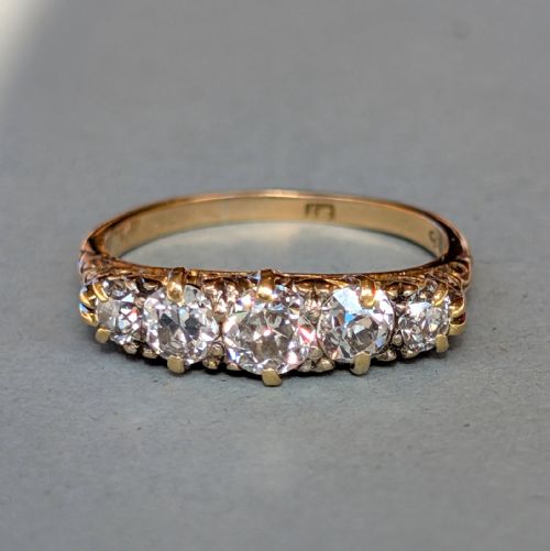 SUPERB VICTORIAN 18CT GOLD DIAMOND FIVE STONE RING - ADDITIONAL PHOTO 8