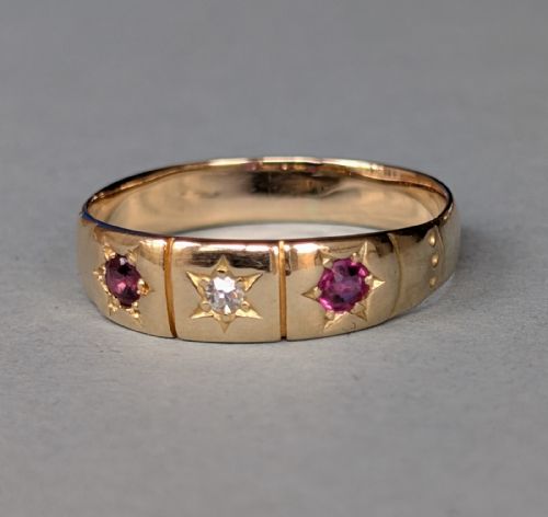 VICTORIAN 18CT GOLD RUBY DIAMOND GYPSY RING - ADDITIONAL PHOTO 1