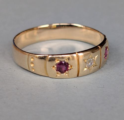 VICTORIAN 18CT GOLD RUBY DIAMOND GYPSY RING - ADDITIONAL PHOTO 2