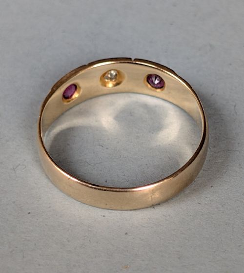 VICTORIAN 18CT GOLD RUBY DIAMOND GYPSY RING - ADDITIONAL PHOTO 6