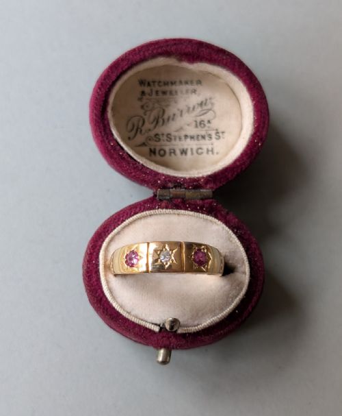 VICTORIAN 18CT GOLD RUBY DIAMOND GYPSY RING - ADDITIONAL PHOTO 8