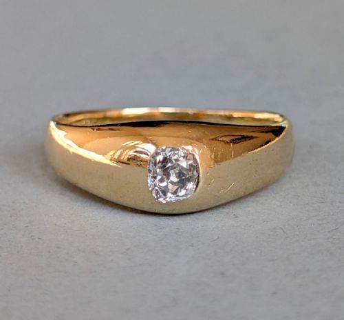 HEAVY VICTORIAN 18CT GOLD DIAMOND GYPSY RING - ADDITIONAL PHOTO 1