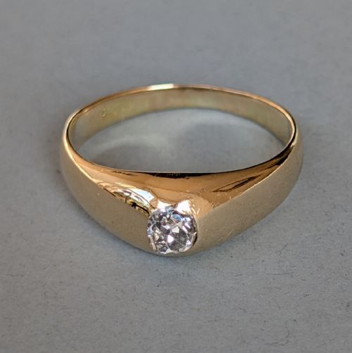 HEAVY VICTORIAN 18CT GOLD DIAMOND GYPSY RING - ADDITIONAL PHOTO 2