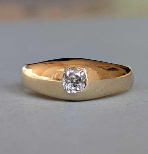 HEAVY VICTORIAN 18CT GOLD DIAMOND GYPSY RING - ADDITIONAL PHOTO 3