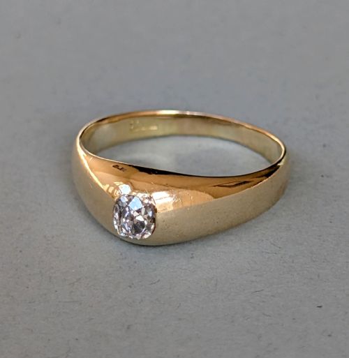 HEAVY VICTORIAN 18CT GOLD DIAMOND GYPSY RING - ADDITIONAL PHOTO 5