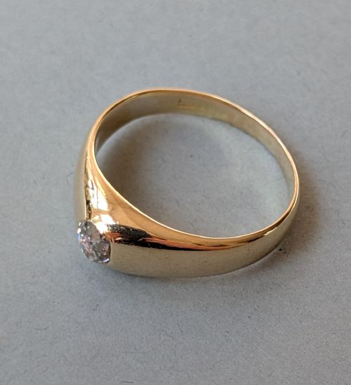 HEAVY VICTORIAN 18CT GOLD DIAMOND GYPSY RING - ADDITIONAL PHOTO 6