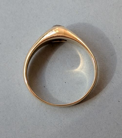 HEAVY VICTORIAN 18CT GOLD DIAMOND GYPSY RING - ADDITIONAL PHOTO 7