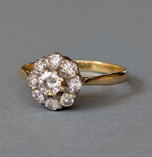 ANTIQUE 18CT GOLD PLATINUM DIAMOND RING 1CT DIAMONDS - ADDITIONAL PHOTO 1